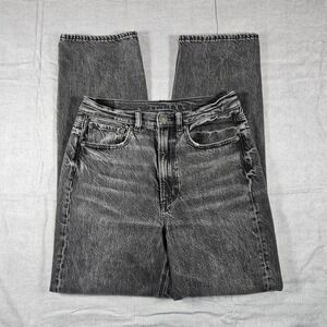 American Eagle Real Good Jeans Womens 6 R Washed Black Straight Leg High Rise